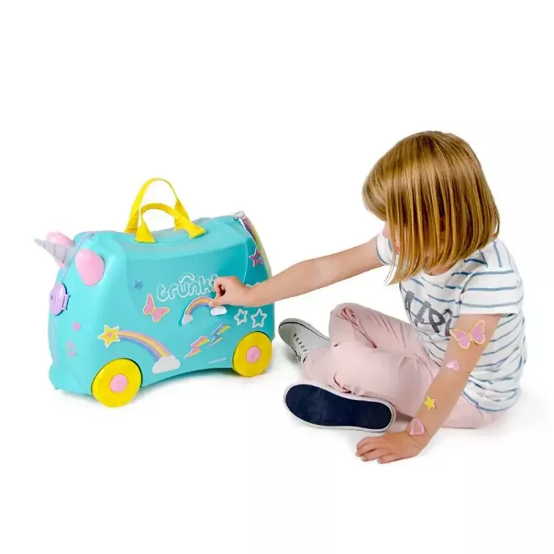 Kohver Trunki Una the Unicorn 4 ratast 18L Roosa Türkiissinine Kollane