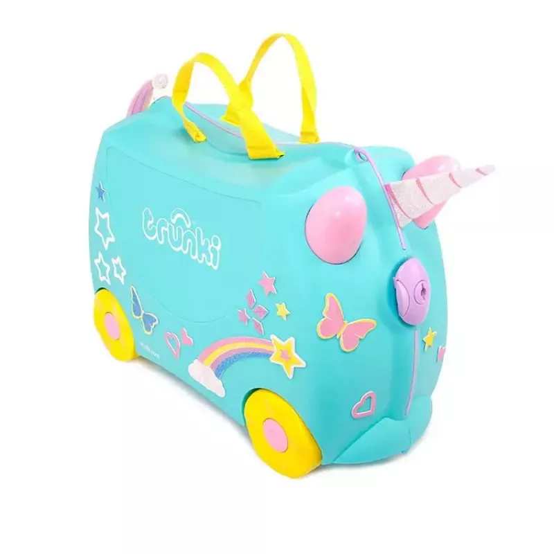 Kohver Trunki Una the Unicorn 4 ratast 18L Roosa Türkiissinine Kollane