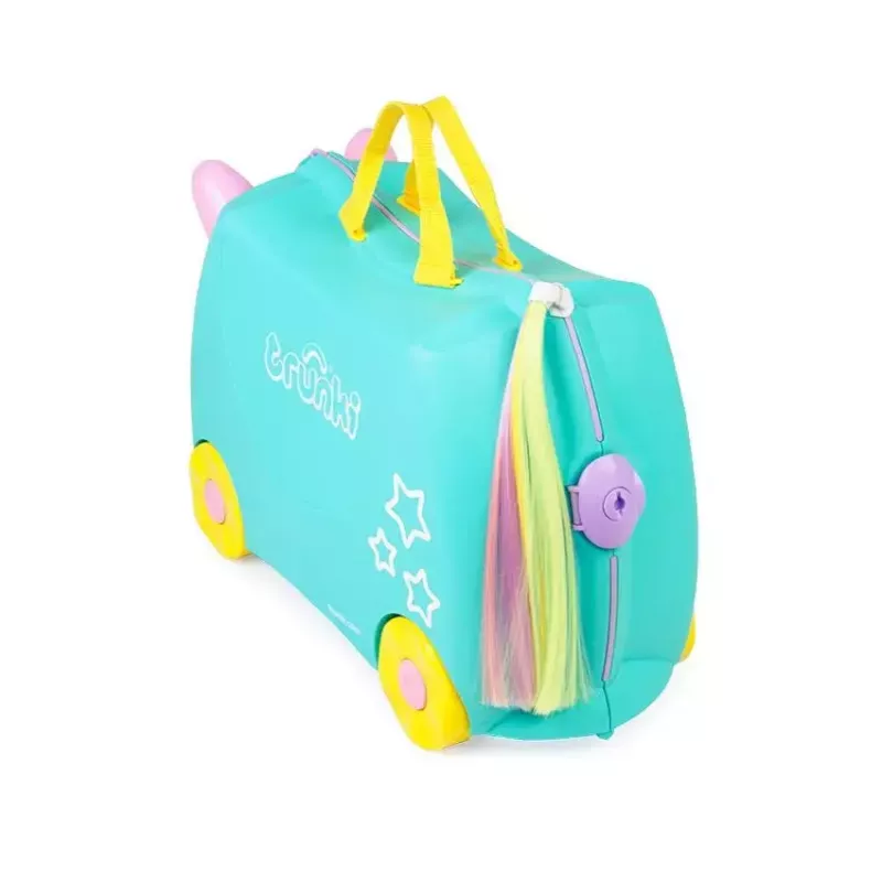 Kohver Trunki Una the Unicorn 4 ratast 18L Roosa Türkiissinine Kollane