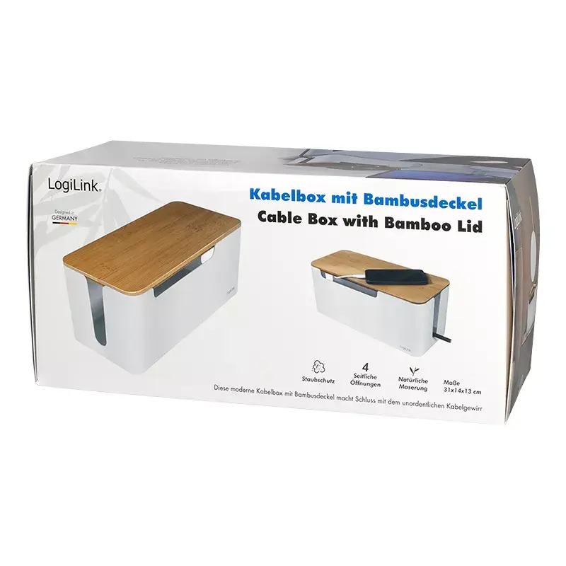 Pikendusjuhtme kate LogiLink KAB0075 bambuskaanega valge