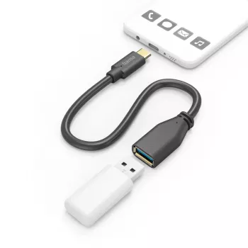 Hama 00201605 USB-kaabel USB 3.2 Gen 1 (3.1 Gen 1) 0,15 m USB-C USB-A Must