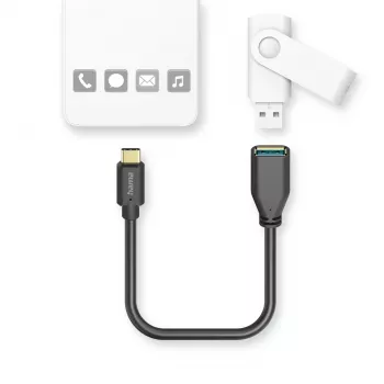 Hama 00201605 USB-kaabel USB 3.2 Gen 1 (3.1 Gen 1) 0,15 m USB-C USB-A Must