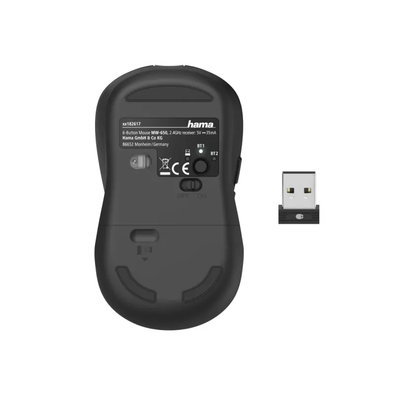 Hama MW-650 hiir Kontor Paremakäeline Bluetooth + USB Type-A Optiline 2400 DPI