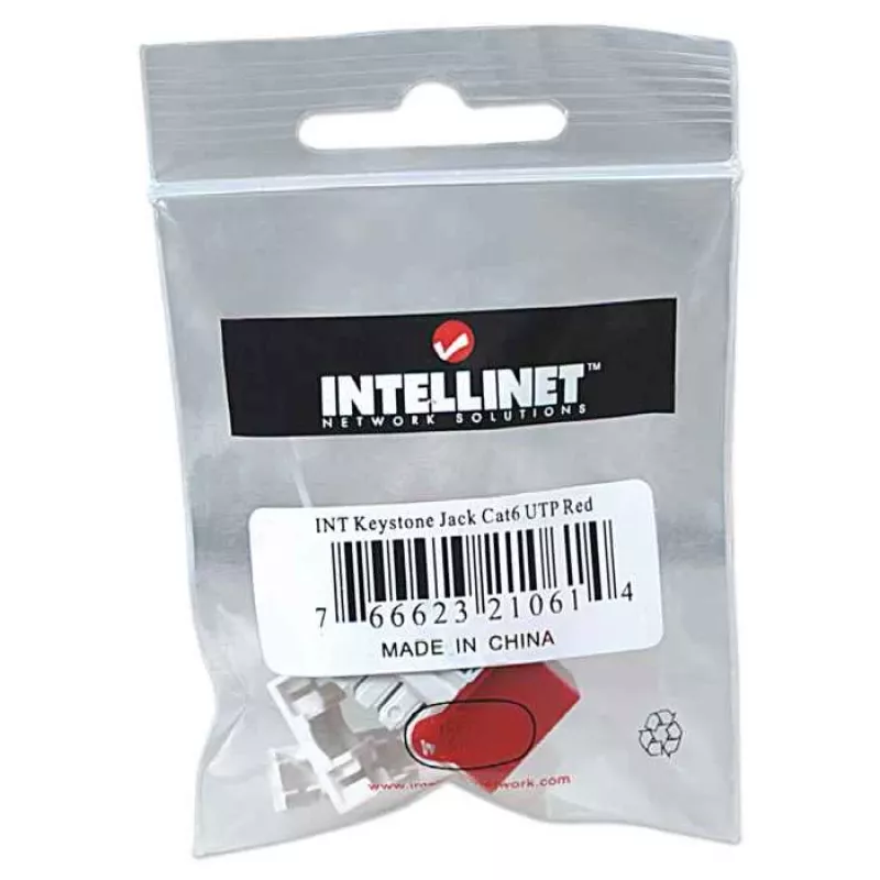 Intellinet Keystone Jack, Cat6, UTP, Punch-down, Red
