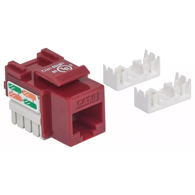 Intellinet Keystone Jack, Cat6, UTP, Punch-down, Red