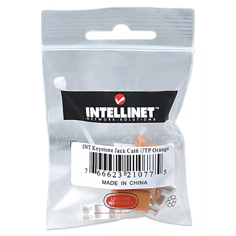 Intellinet Keystone Jack, Cat6, UTP, Punch-down, oranž