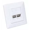 Intellinet 2-pordiline Cat6 10G varjestatud RJ45 seinapistikupesa, süvistatav paigaldus koos esipaneeliga, STP, signaalvalge RAL9003