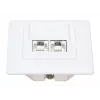 Intellinet 2-pordiline Cat6 10G varjestatud RJ45 seinapistikupesa, süvistatav paigaldus koos esipaneeliga, STP, signaalvalge RAL9003