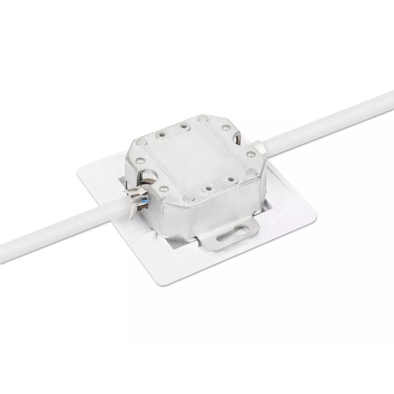 Intellinet 2-pordiline Cat6 10G varjestatud RJ45 seinapistikupesa, süvistatav paigaldus koos esipaneeliga, STP, signaalvalge RAL9003