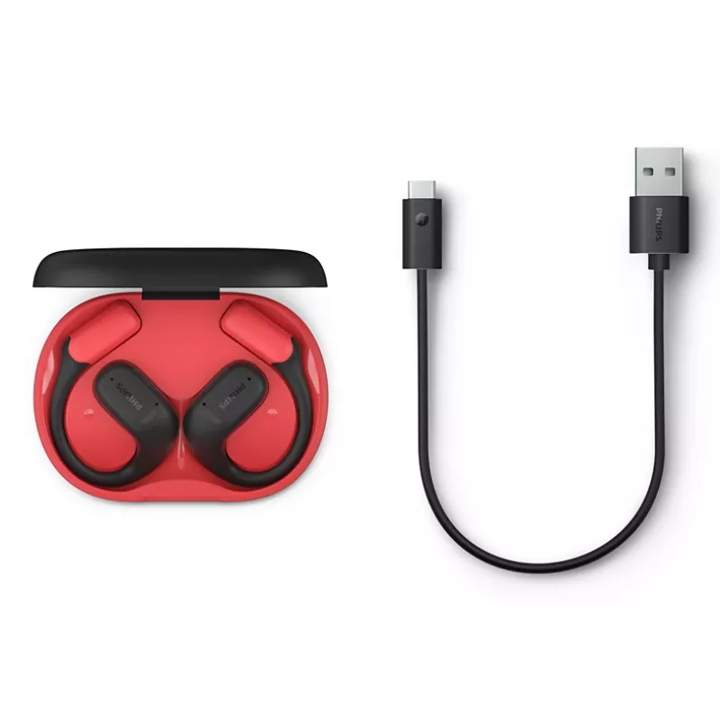 Philips 6000 seeria TAA6709BK/00 kõrvaklapid/kõrvaklappide komplekt True Wireless Stereo (TWS) Ear-hook spordikõrvaklapid Bluetooth must, punane