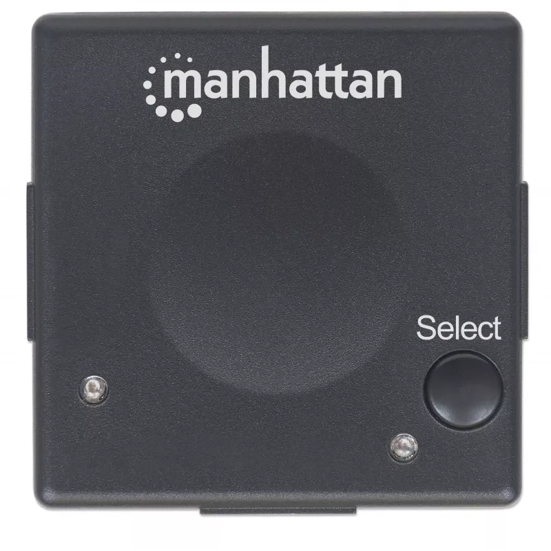 Manhattan HDMI-lüliti 2-pordiline, 1080p, ühendab ×2 HDMI-allikat ×1 ekraaniga, automaatne ja käsitsi lülitus (nupu kaudu), välist toidet pole vaja, must, kolmeaastane garantii