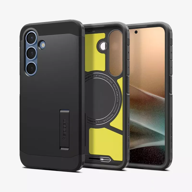 Spigen Galaxy S25 ümbris Tough Armor AI must kate lauajalaga