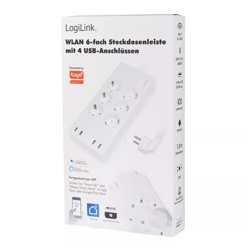 LogiLink Wi-Fi nutipistikupesa 6-suunaline CEE 7/3 4x USB