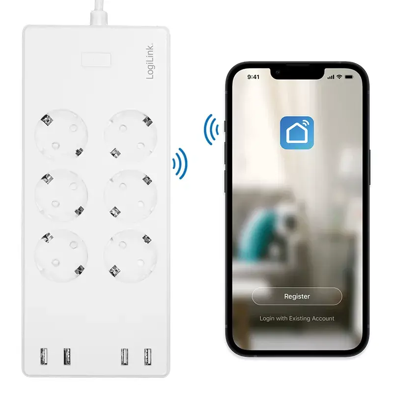 LogiLink Wi-Fi nutipistikupesa 6-suunaline CEE 7/3 4x USB