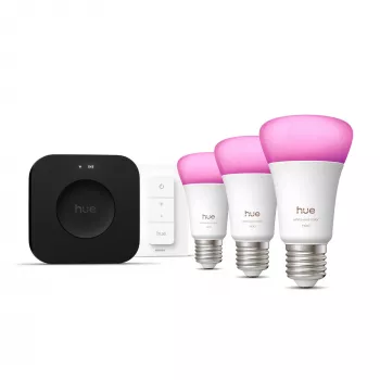 Nutivalgustuse komplekt Philips Hue White and Colour Ambience Starter Kit — 3 E27 nutipirni, hämardi lüliti, Bridge Pro, Bluetooth/Zigbee