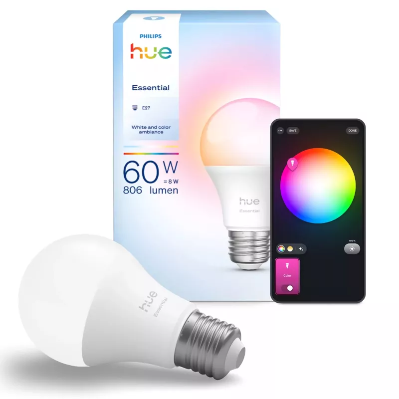 Philips Hue Valge and colour ambience Essential A60 – E27 nutipirn – 806 lm – 8W