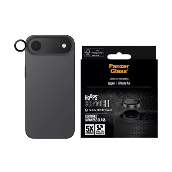 PanzerGlass Hoops Ceramic II kaamera objektiivi kaitse iPhone Air kriimustuskindel põrutuskindel must