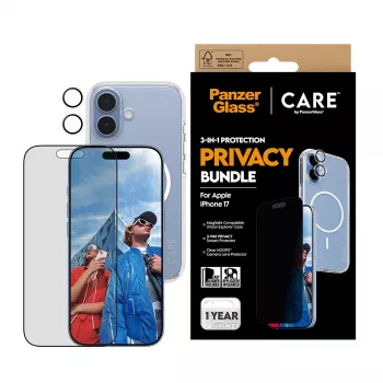 Kaitseümbris PanzerGlass Case CARE iPhone 17 jaoks privaatsusfunktsiooniga, 3-ühes funktsionaalsus