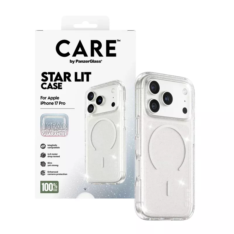 PanzerGlass CARE by Flagship Case Urban Explorer Star Lit Valge MagSafe iPhone 17 Pro ümbris