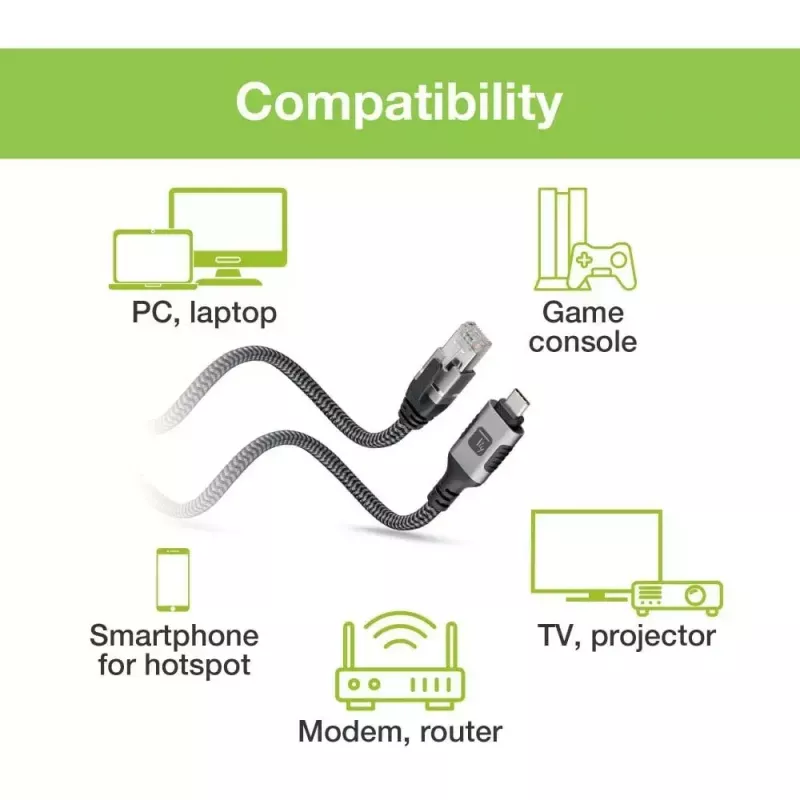 Võrgukaabel TECHLY USB-C - Gigabit Ethernet RJ45, Cat6, 3 m, USB 3.2 Gen 1, F/UTP, must