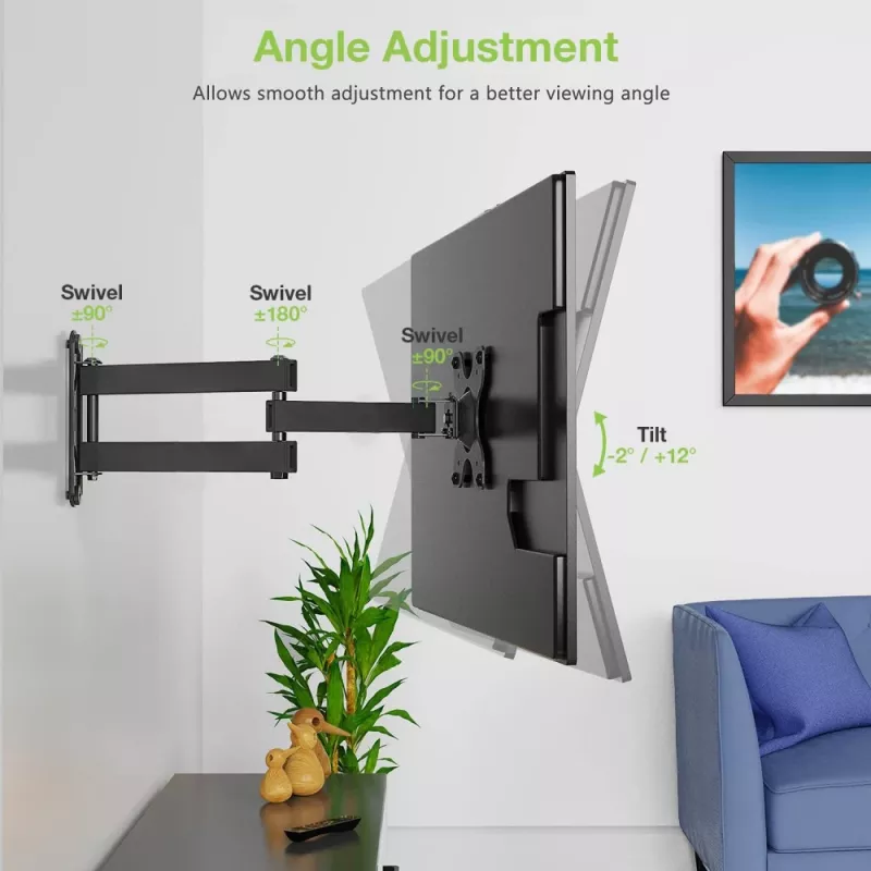 Techly seinakinnitus LCD LED 13-30 tolli kallutatav 2 liigendiga must ICA-LCD 923B