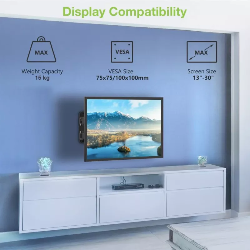 Techly seinakinnitus LCD LED 13-30 tolli kallutatav 2 liigendiga must ICA-LCD 923B