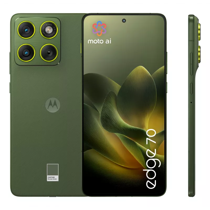 Nutitelefon Motorola edge 70 — 6,7-tolline P-OLED, Snapdragon 7 Gen 4, 12 GB muutmälu, 512 GB, Dual SIM, 4800 mAh, roheline, IP68/IP69