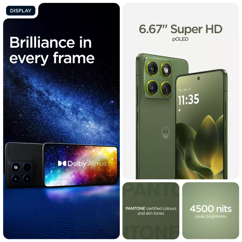 Nutitelefon Motorola edge 70 — 6,7-tolline P-OLED, Snapdragon 7 Gen 4, 12 GB muutmälu, 512 GB, Dual SIM, 4800 mAh, roheline, IP68/IP69