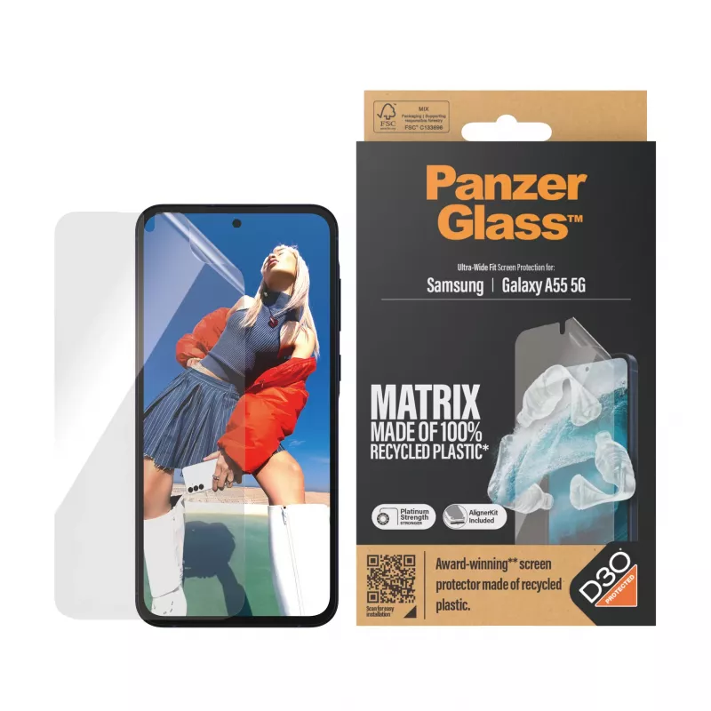 PanzerGlass ® ECO MATRIX ekraanikaitse Samsung Galaxy A55 5G | Ülilai sobivus koos paigalduskomplektiga