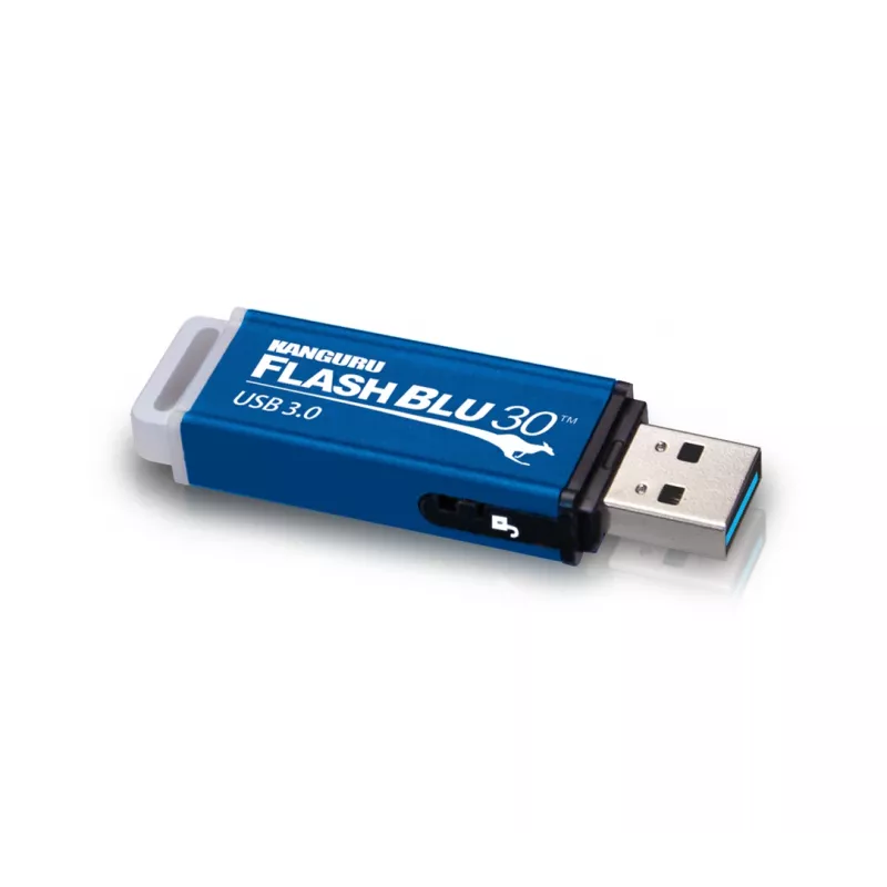 Kanguru FlashBlu30 SuperSpeed USB3.0 64GB |Turvaline mälupulk| Füüsiline kirjutuskaitse lüliti | Windows „Ready Boost“ ühilduv