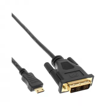 InLine Mini-HDMI–DVI-kaabel, HDMI C isane DVI 18+1 isasele, kullatud, 2 m