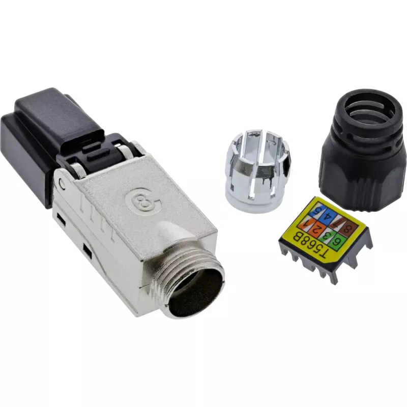 InLine RJ45 pistik Cat.8.1 2000MHz, paigaldatav kohapeal, varjestatud, kruvikorgiga