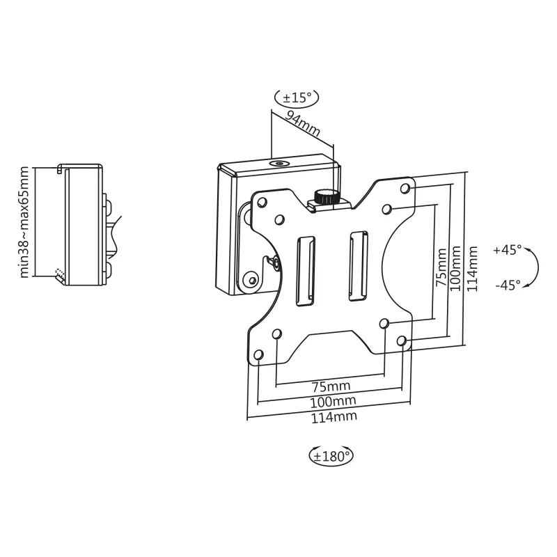 InLine Slatwall Monitor bracket short 6,5 kg kandevõime 13 tolli