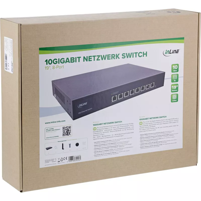 InLine 32308A võrgulüliti, haldamata, 10G Ethernet (100/1000/10000), must