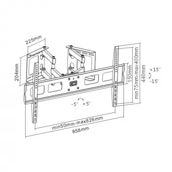 InLine nurgaseinakinnitus TFT / LED / plasma jaoks 37 tolli kuni 63 tolli kuni 60 kg