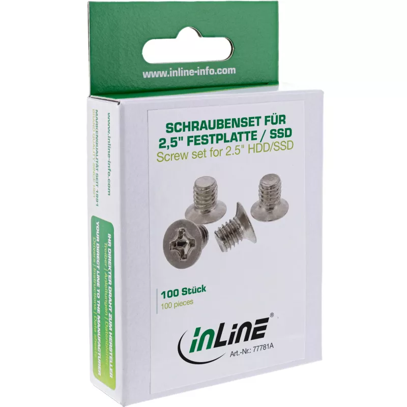 InLine kruvi 3,5-tolliste HDD/SSD jaoks, 3 mm, lame pea, hõbedane, 100 tk pakend
