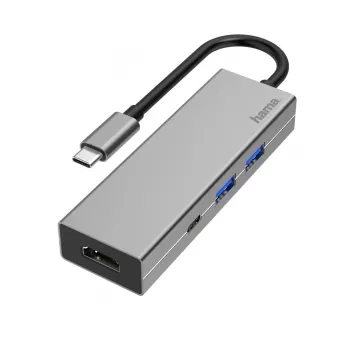Hama 00200107 sülearvuti dokk/pordireplikaator USB 3.2 Gen 1 (3.1 Gen 1) USB-C antratsiit, hall