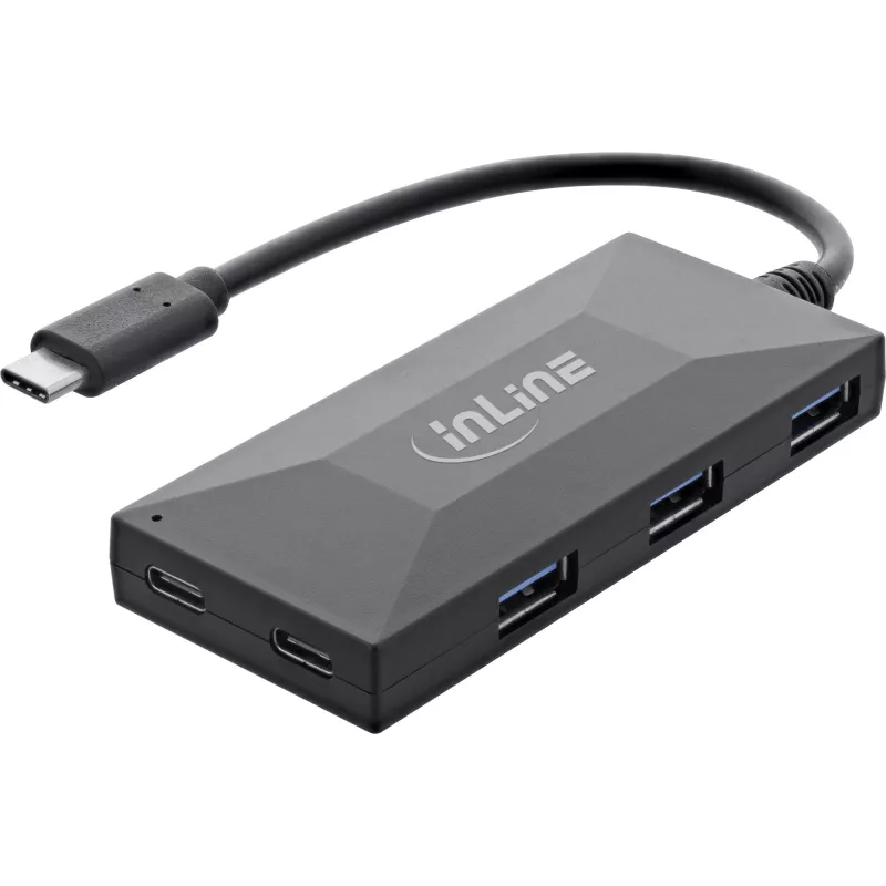 InLine USB 3.2 Gen.1 jaotur, USB-C kuni 2 porti USB-C ja 3 porti USB-A, ilma toiteallikata