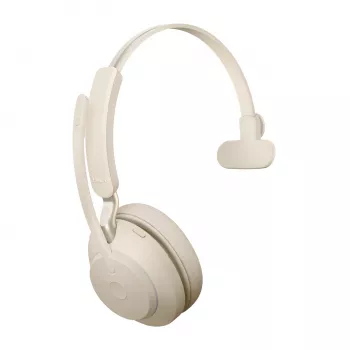 Jabra Evolve2 65 USB-C UC laadimisalusega mono - beež, juhtmevaba, kontori/kõnekeskuse jaoks, 20–20000 Hz, 99,2 g, peakomplekt, beež