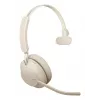 Jabra Evolve2 65 USB-C UC laadimisalusega mono - beež, juhtmevaba, kontori/kõnekeskuse jaoks, 20–20000 Hz, 99,2 g, peakomplekt, beež