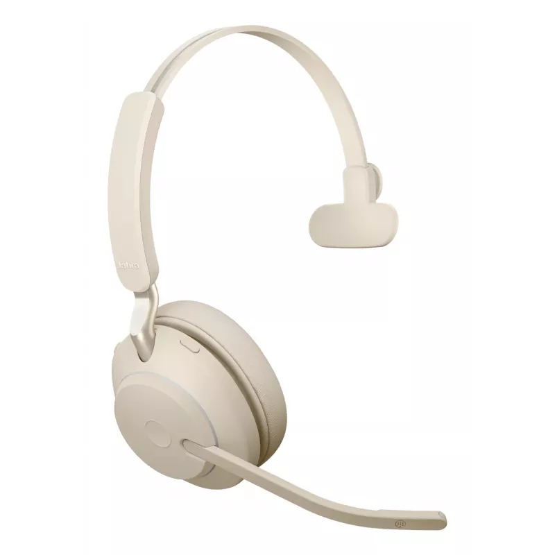 Jabra Evolve2 65 USB-C UC laadimisalusega mono - beež, juhtmevaba, kontori/kõnekeskuse jaoks, 20–20000 Hz, 99,2 g, peakomplekt, beež
