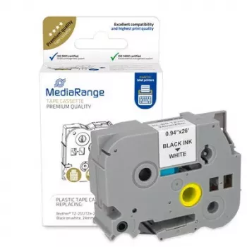 Plastist lindikassett MediaRange TZ-251 24mm 8m mustvalge