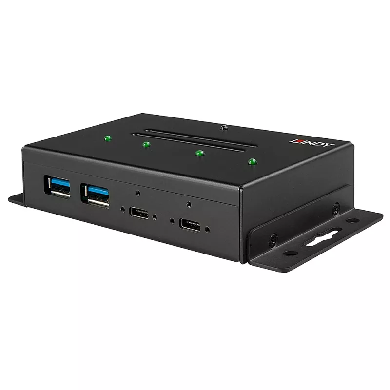 USB-jaotur Lindy 4 pordiga USB 3.2 Gen 2 USB-C metallist jaotur