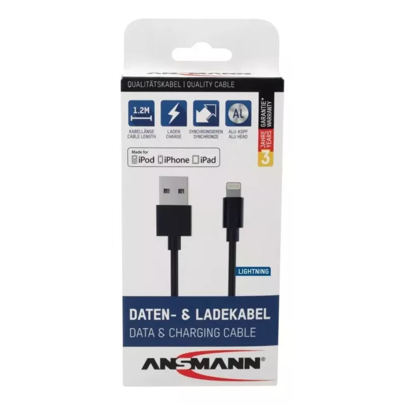 Lightning-kaabel Ansmann 1700-0078 1,2 m must