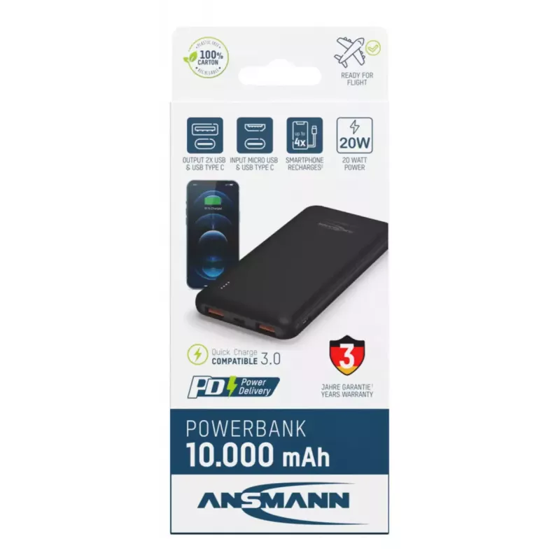Kaasaskantav aku Ansmann PB320PD 10000 mAh
