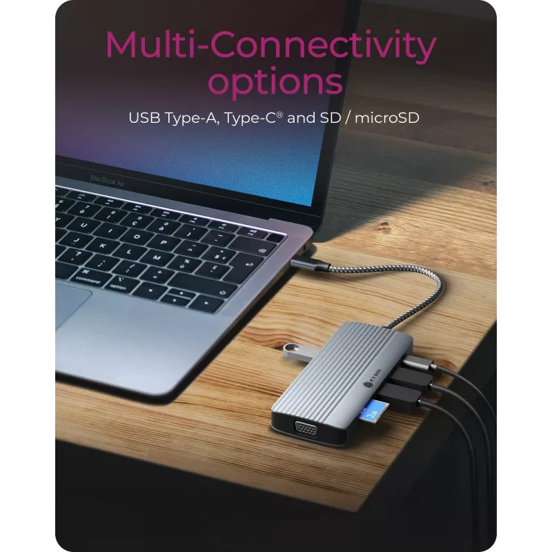 Dokkimisjaam ICY BOX IB-DK4040a-CPD — 10-ühes USB-C, HDMI 4K60Hz, VGA, 3×USB-A, Gigabit LAN, PD 100W, SD/MicroSD, alumiinium