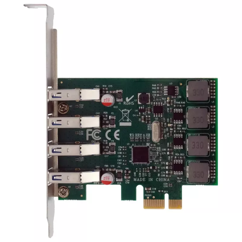 EXSYS 4-pordiline USB 3.2 Gen 1 PCIe kaart isetoitega 3A Renesas