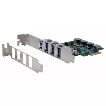 EXSYS 4-pordiline USB 3.2 Gen 1 PCIe kaart isetoitega 3A Renesas