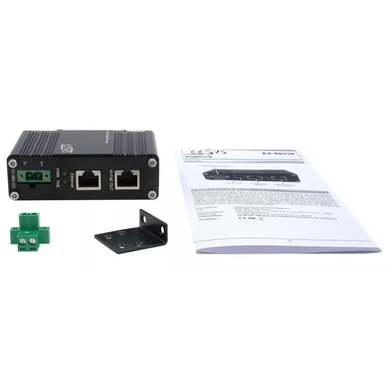 EXSYS PoE++ Gigabit-sisestaja 60 W -40 °C kuni +80 °C