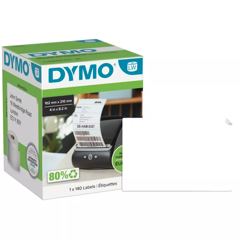 DYMO printerlabel 2166659 Valge Universaalne Ristkülik 10,2x21 cm